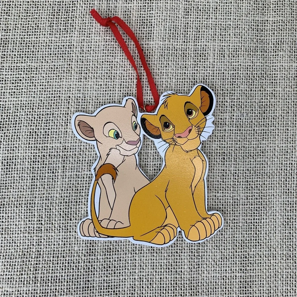 Disney Lion King Christmas Ornament Kurt Adler Wooden Vintage 2 Set Simba Nala